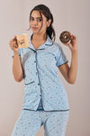 Sweet Moon Knit Cotton Pyjama Set - Baby Sky — thumbnail 5